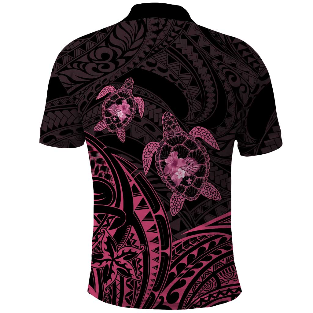 Pink Black Polynesia Floral Sea Turtle Polo Shirt LT14 - Polynesian Pride