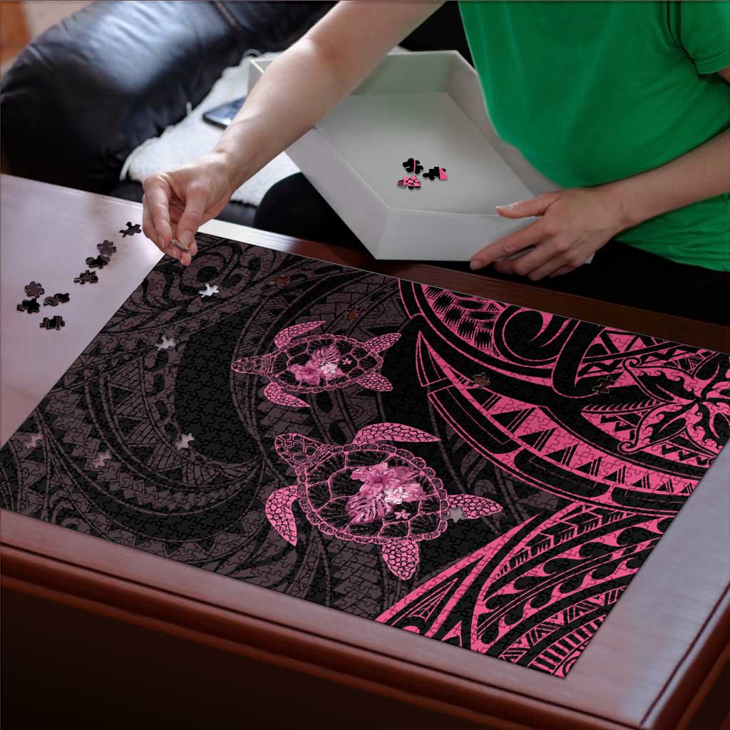 Pink Black Polynesia Floral Sea Turtle Puzzle LT14 - Polynesian Pride