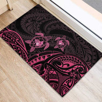 Pink Black Polynesia Floral Sea Turtle Rubber Doormat LT14 - Polynesian Pride
