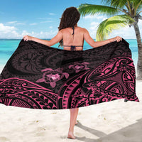 Pink Black Polynesia Floral Sea Turtle Sarong - Polynesian Pride