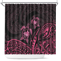 Pink Black Polynesia Floral Sea Turtle Shower Curtain LT14 Black - Polynesian Pride