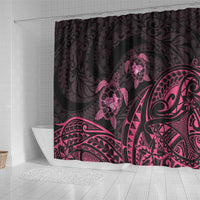 Pink Black Polynesia Floral Sea Turtle Shower Curtain LT14 - Polynesian Pride