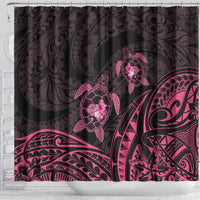 Pink Black Polynesia Floral Sea Turtle Shower Curtain LT14 - Polynesian Pride