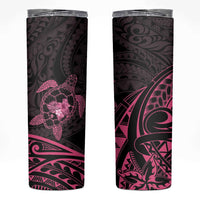 Pink Black Polynesia Floral Sea Turtle Skinny Tumbler - Polynesian Pride