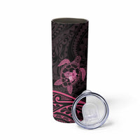 Pink Black Polynesia Floral Sea Turtle Skinny Tumbler - Polynesian Pride