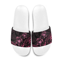 Pink Black Polynesia Floral Sea Turtle Slide Sandals LT14 Black - Polynesian Pride