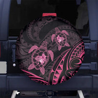 Pink Black Polynesia Floral Sea Turtle Spare Tire Cover LT14 No hole Black - Polynesian Pride