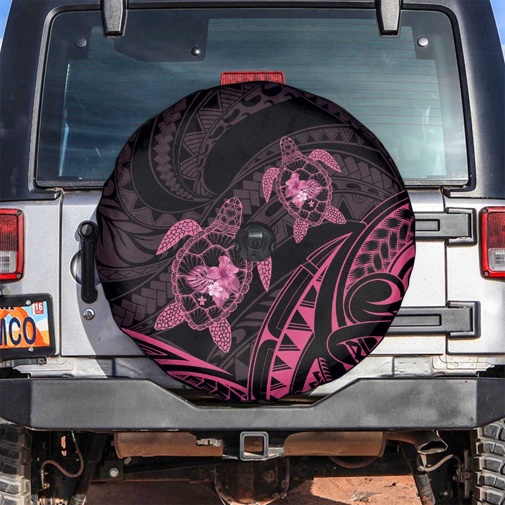 Pink Black Polynesia Floral Sea Turtle Spare Tire Cover LT14 Black - Polynesian Pride