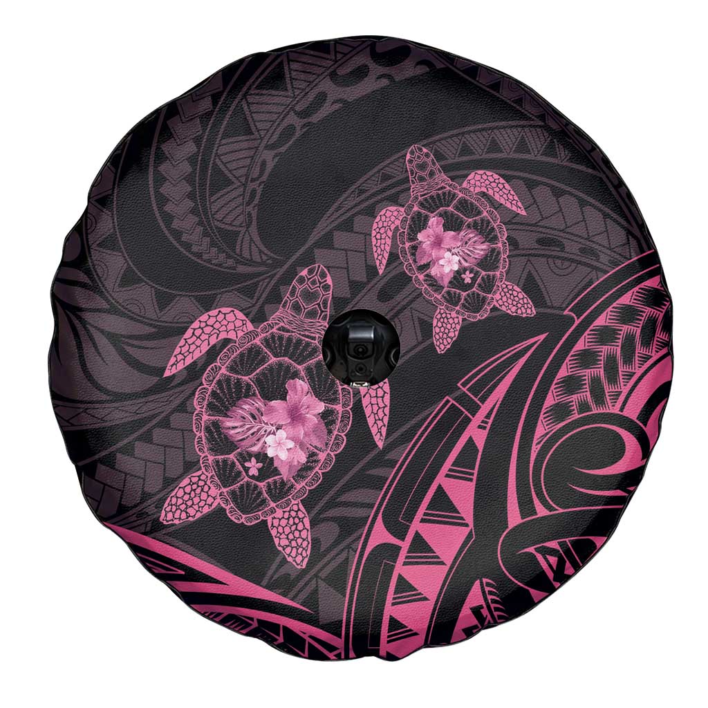 Pink Black Polynesia Floral Sea Turtle Spare Tire Cover LT14 - Polynesian Pride