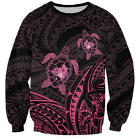 Pink Black Polynesia Floral Sea Turtle Sweatshirt LT14 Unisex Black - Polynesian Pride