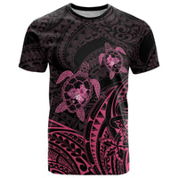 Pink Black Polynesia Floral Sea Turtle T Shirt - Polynesian Pride