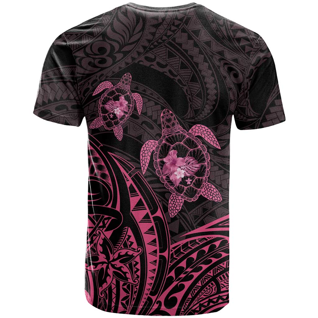 Pink Black Polynesia Floral Sea Turtle T Shirt - Polynesian Pride
