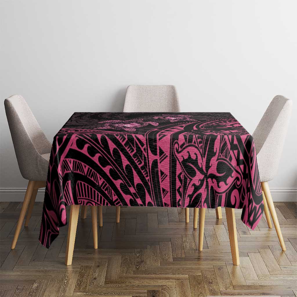 Pink Black Polynesia Floral Sea Turtle Tablecloth LT14 - Polynesian Pride