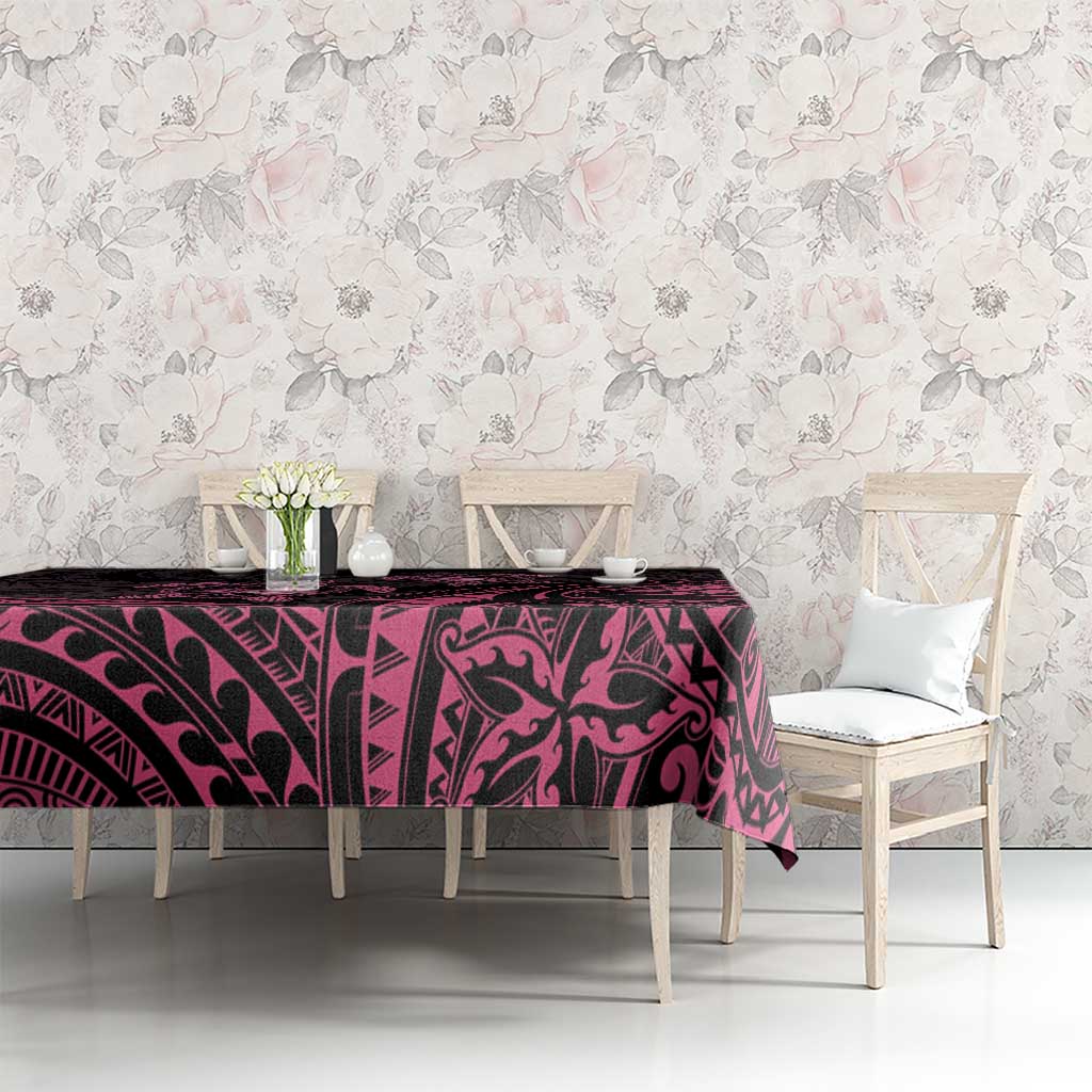 Pink Black Polynesia Floral Sea Turtle Tablecloth LT14 - Polynesian Pride