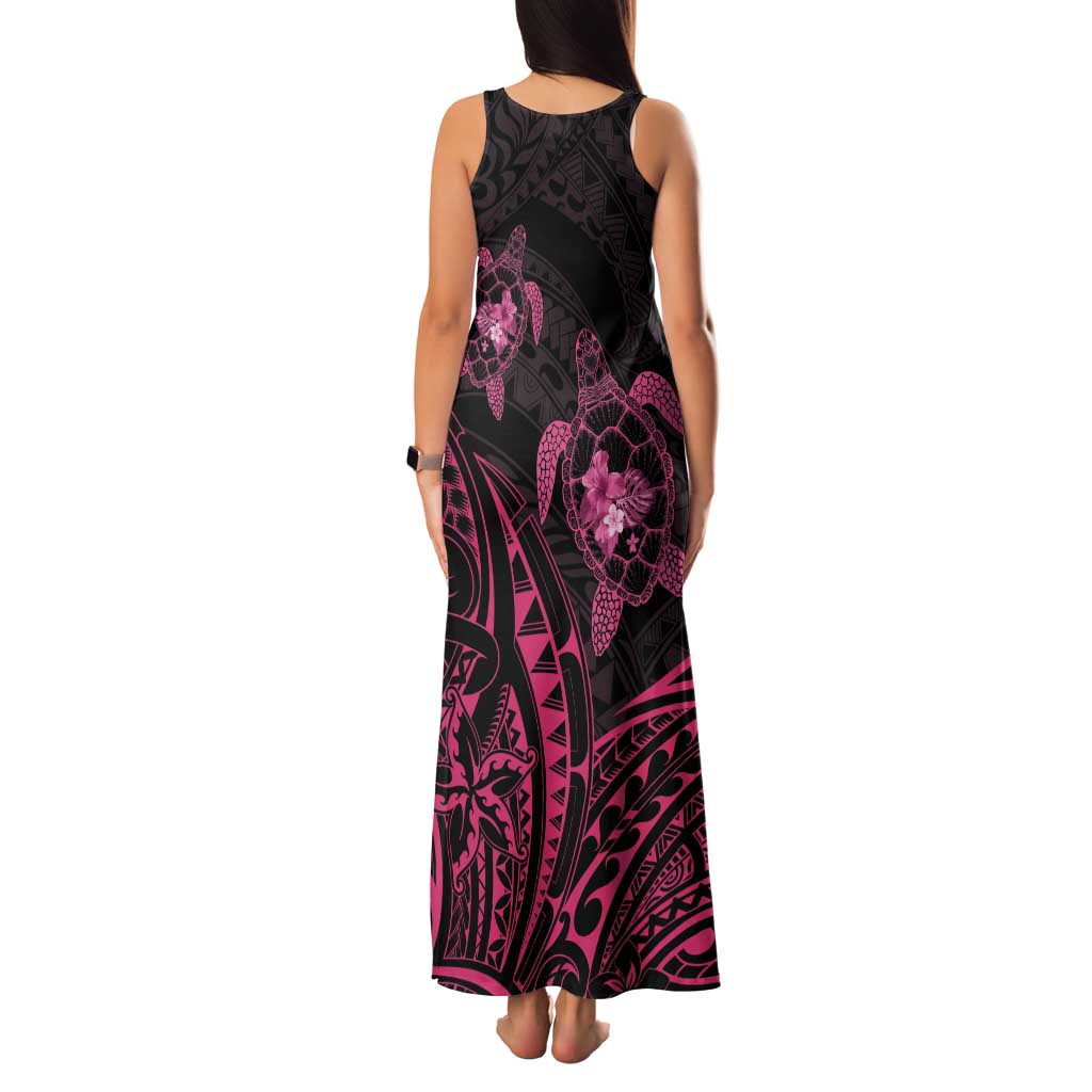Pink Black Polynesia Floral Sea Turtle Tank Maxi Dress LT14 - Polynesian Pride