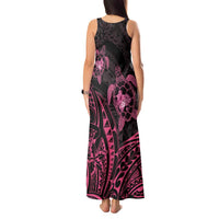 Pink Black Polynesia Floral Sea Turtle Tank Maxi Dress LT14 - Polynesian Pride