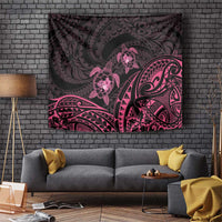 Pink Black Polynesia Floral Sea Turtle Tapestry LT14 Black - Polynesian Pride