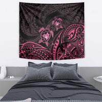 Pink Black Polynesia Floral Sea Turtle Tapestry LT14 - Polynesian Pride