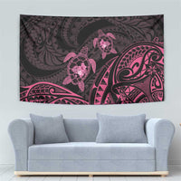 Pink Black Polynesia Floral Sea Turtle Tapestry LT14 - Polynesian Pride