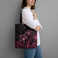 Pink Black Polynesia Floral Sea Turtle Tote Bag LT14 - Polynesian Pride