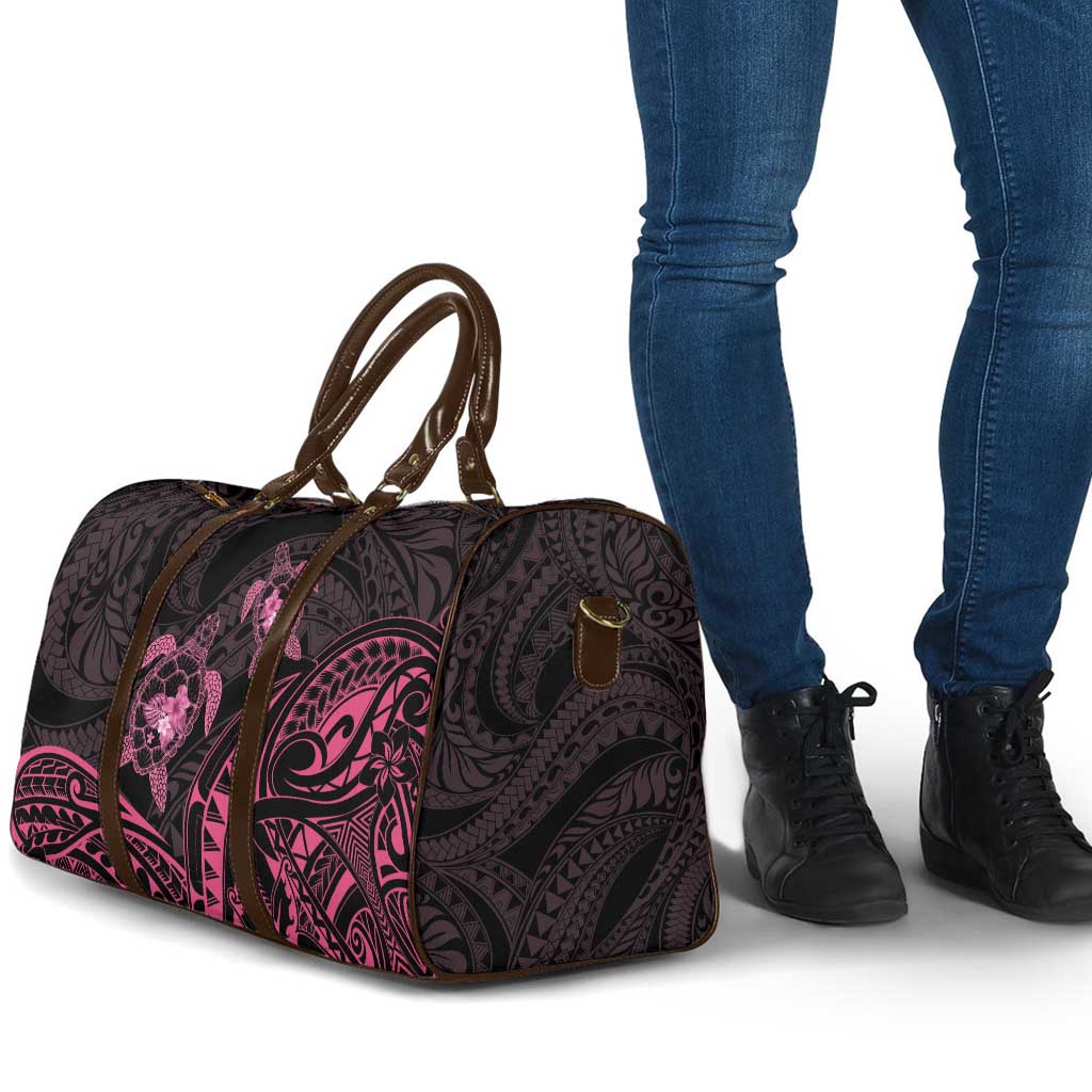 Pink Black Polynesia Floral Sea Turtle Travel Bag LT14 - Polynesian Pride