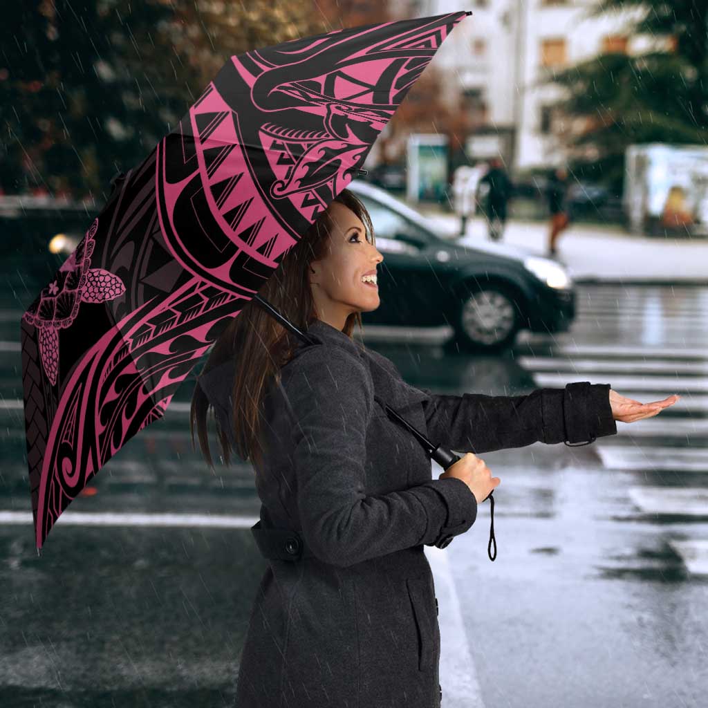 Pink Black Polynesia Floral Sea Turtle Umbrella LT14 - Polynesian Pride
