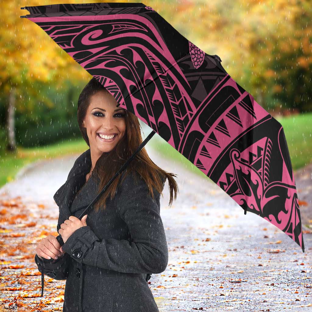 Pink Black Polynesia Floral Sea Turtle Umbrella LT14 - Polynesian Pride