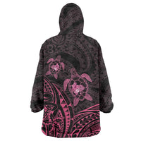 Pink Black Polynesia Floral Sea Turtle Wearable Blanket Hoodie LT14 - Polynesian Pride