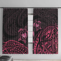 Pink Black Polynesia Floral Sea Turtle Window Curtain - Polynesian Pride