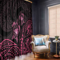 Pink Black Polynesia Floral Sea Turtle Window Curtain - Polynesian Pride