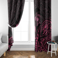 Pink Black Polynesia Floral Sea Turtle Window Curtain - Polynesian Pride