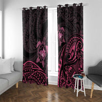Pink Black Polynesia Floral Sea Turtle Window Curtain - Polynesian Pride