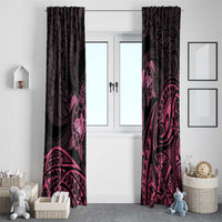 Pink Black Polynesia Floral Sea Turtle Window Curtain - Polynesian Pride