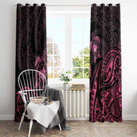 Pink Black Polynesia Floral Sea Turtle Window Curtain - Polynesian Pride