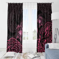 Pink Black Polynesia Floral Sea Turtle Window Curtain - Polynesian Pride