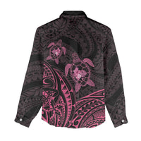 Pink Black Polynesia Floral Sea Turtle Women Casual Shirt LT14 - Polynesian Pride