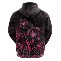 Pink Black Polynesia Floral Sea Turtle Zip Hoodie LT14 - Polynesian Pride
