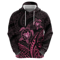 Pink Black Polynesia Floral Sea Turtle Zip Hoodie LT14 - Polynesian Pride