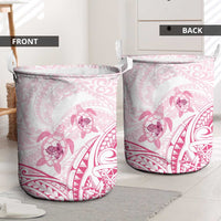 Pink White Polynesia Floral Sea Turtle Laundry Basket LT14 - Polynesian Pride