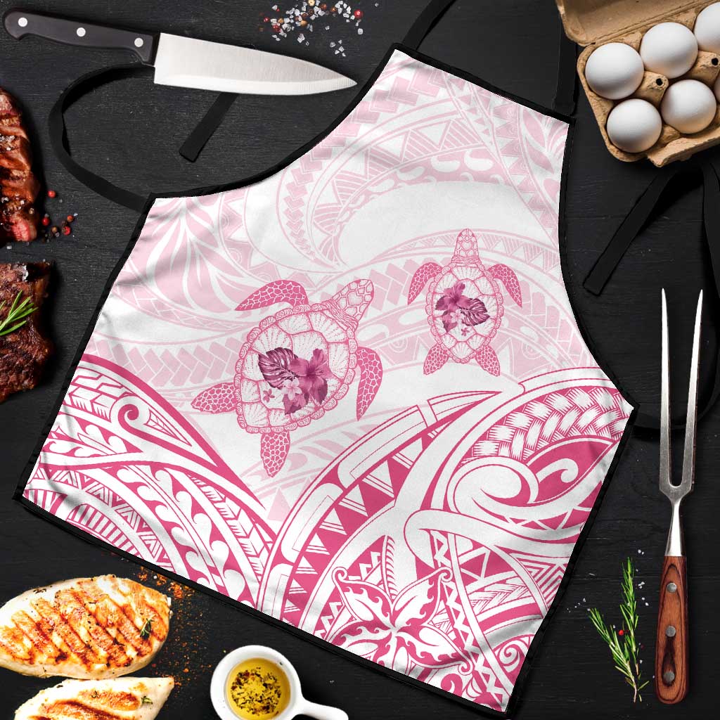 Pink White Polynesia Floral Sea Turtle Apron LT14 White - Polynesian Pride