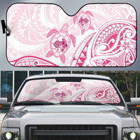Pink White Polynesia Floral Sea Turtle Auto Sun Shade LT14 White - Polynesian Pride
