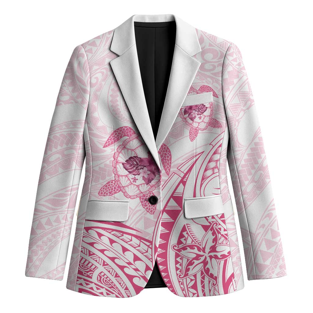 Pink White Polynesia Floral Sea Turtle Blazer LT14 Unisex White - Polynesian Pride