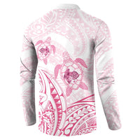 Pink White Polynesia Floral Sea Turtle Button Sweatshirt LT14 - Polynesian Pride