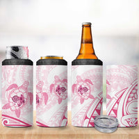 Pink White Polynesia Floral Sea Turtle 4 in 1 Can Cooler Tumbler LT14 - Polynesian Pride