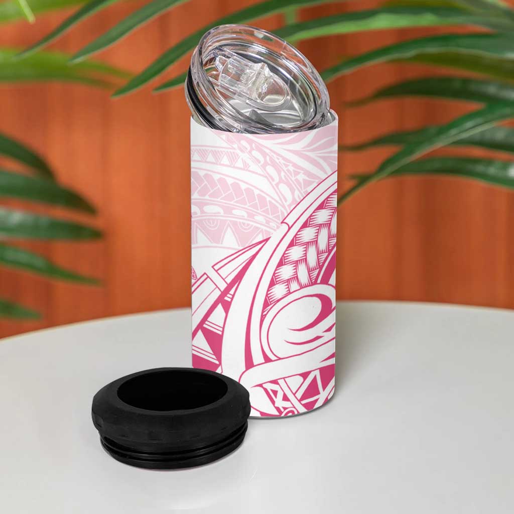 Pink White Polynesia Floral Sea Turtle 4 in 1 Can Cooler Tumbler LT14 - Polynesian Pride