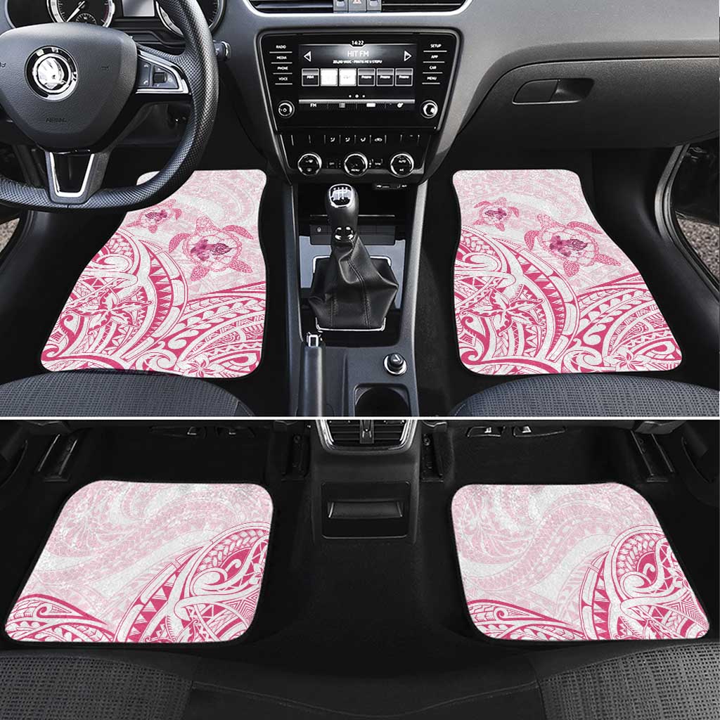 Pink White Polynesia Floral Sea Turtle Car Mats - Polynesian Pride