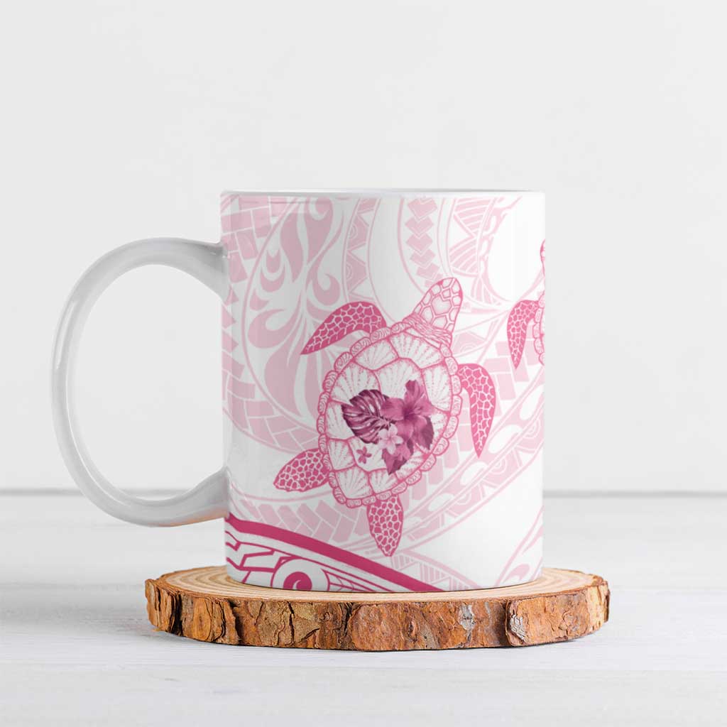 Pink White Polynesia Floral Sea Turtle Ceramic Mug LT14 White - Polynesian Pride