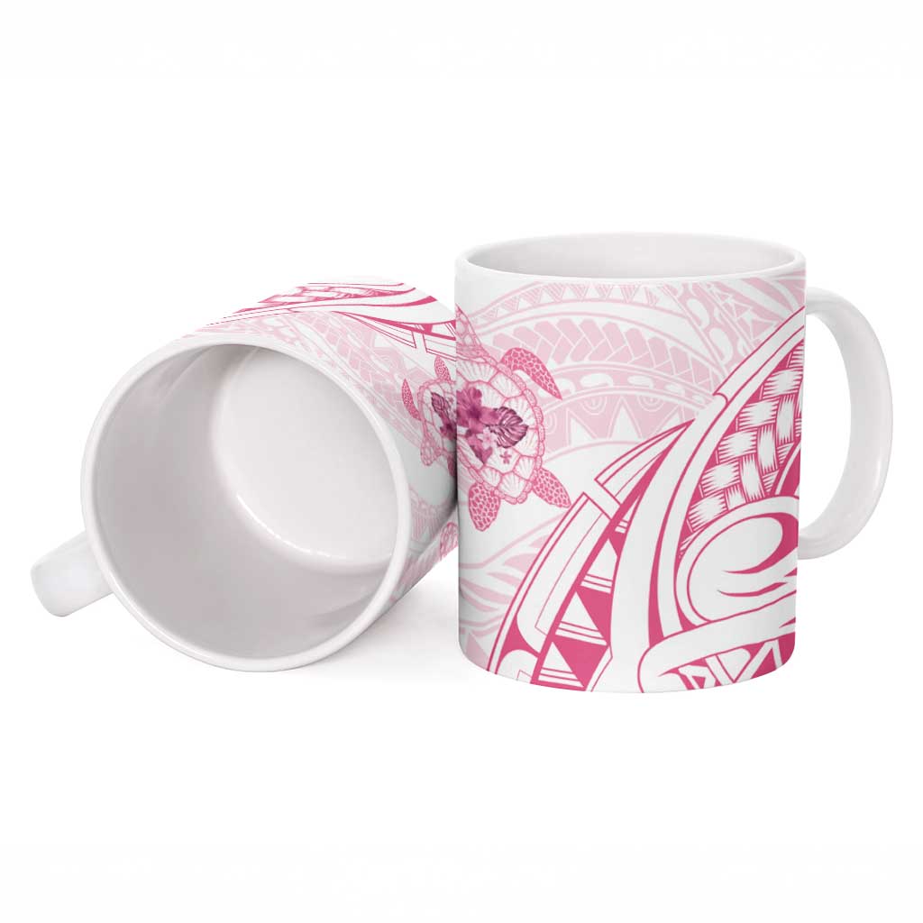 Pink White Polynesia Floral Sea Turtle Ceramic Mug LT14 - Polynesian Pride