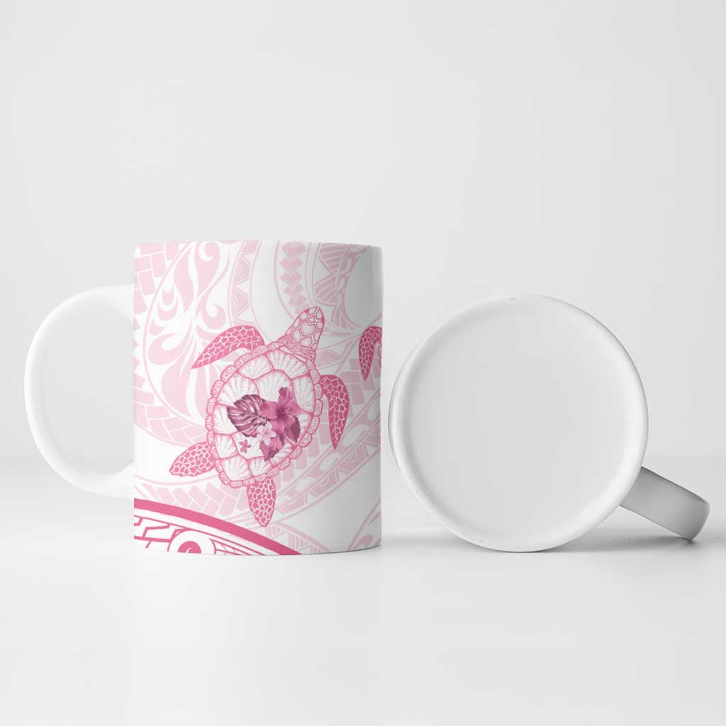 Pink White Polynesia Floral Sea Turtle Ceramic Mug LT14 - Polynesian Pride