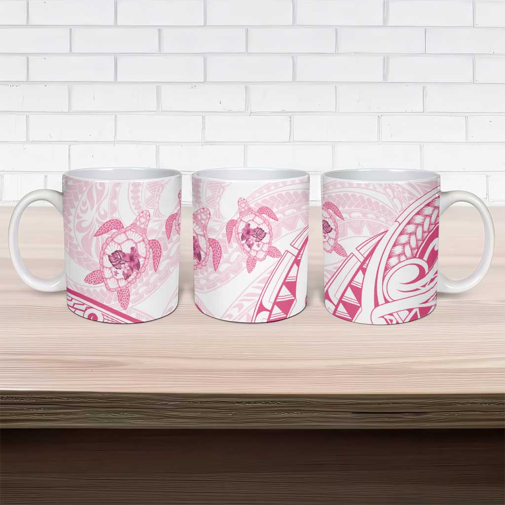 Pink White Polynesia Floral Sea Turtle Ceramic Mug LT14 - Polynesian Pride